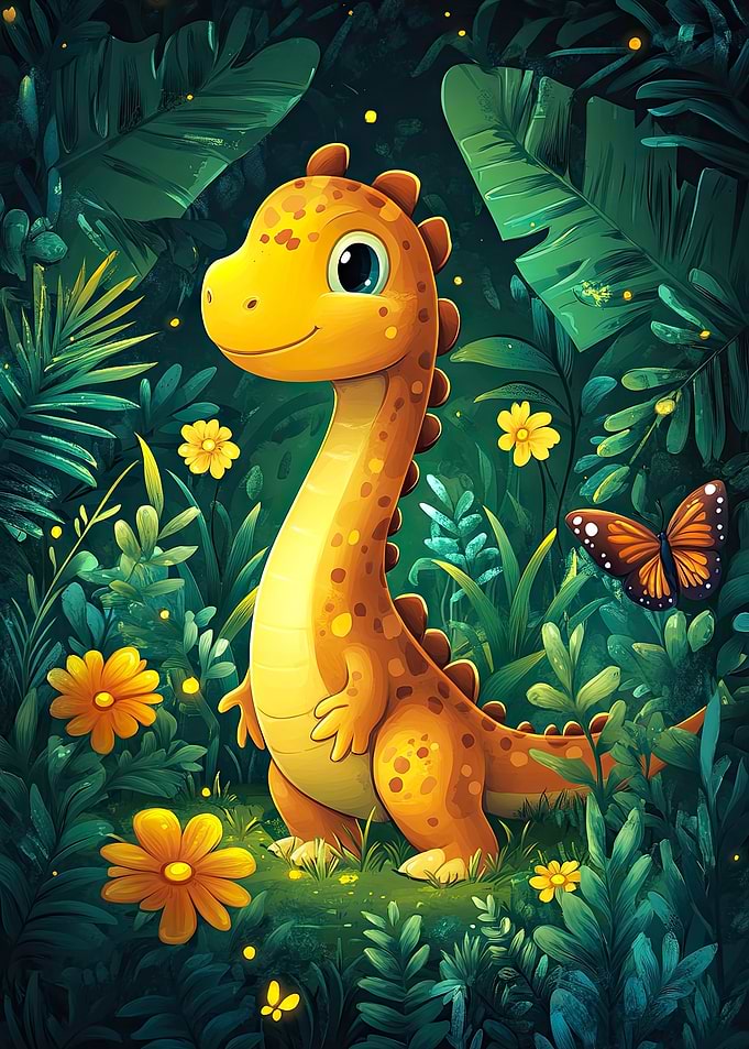 Cute Dinosaur in Jungle