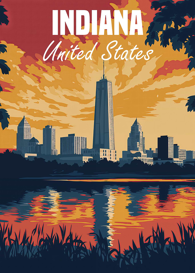 Indiana Skyline Poster