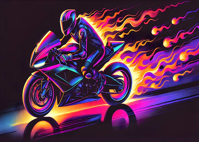 Neon Motorcycle Rider