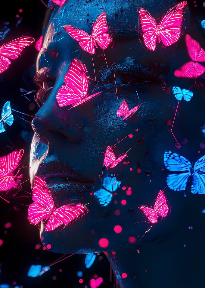 Neon Butterfly Portrait