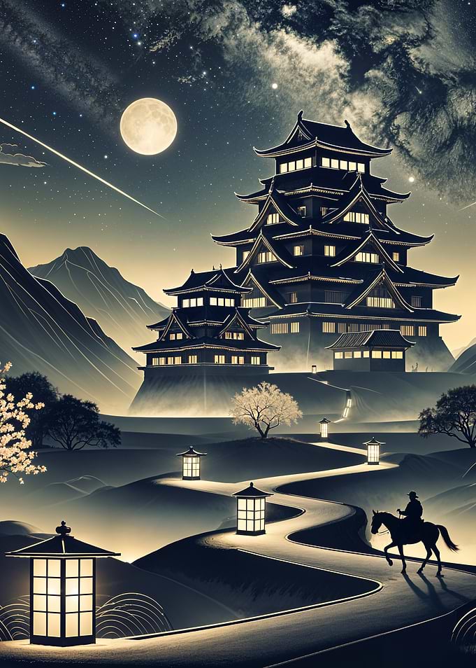 Japanese Castle Night Scene