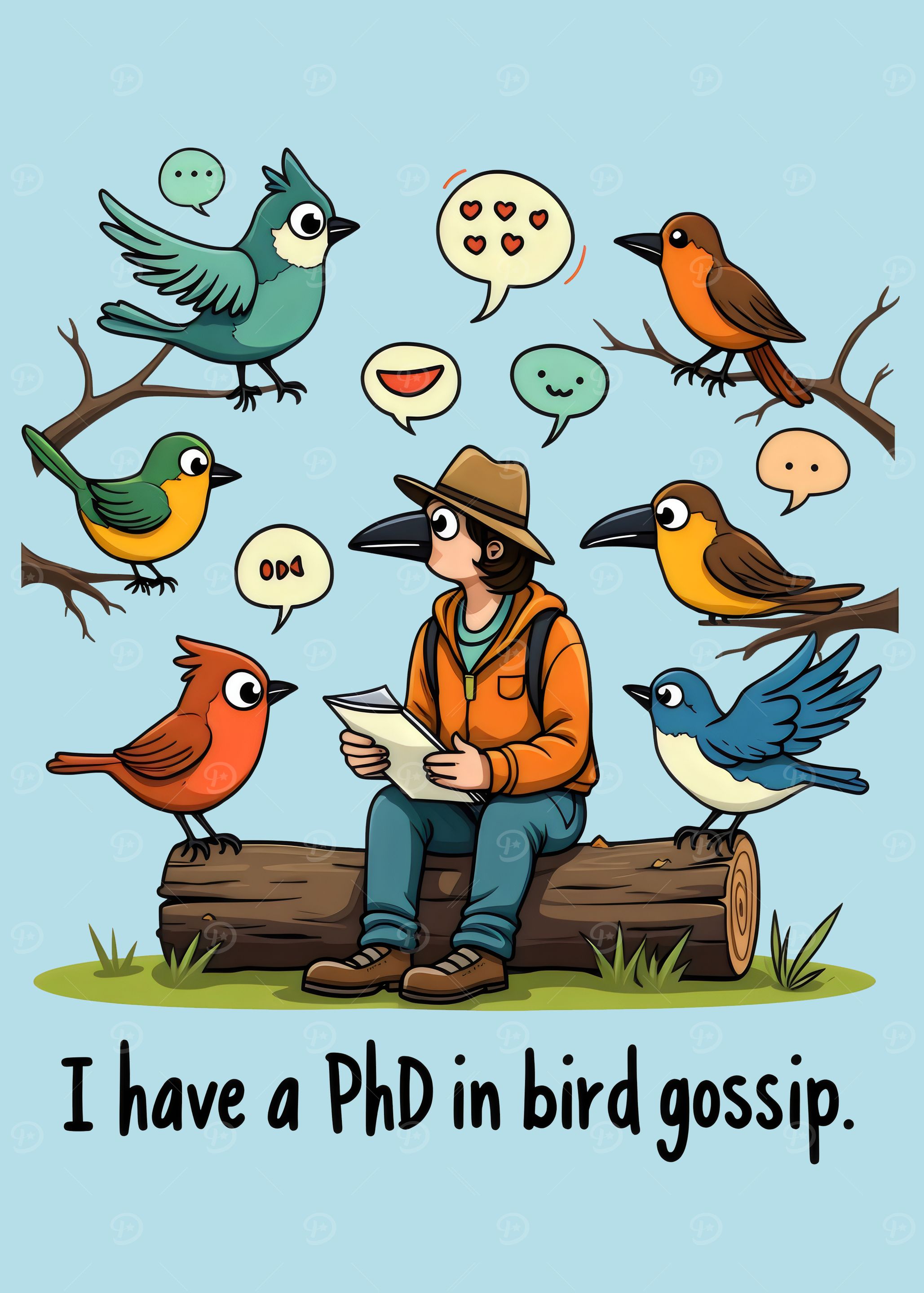 I have a PhD in bird gossip. Bird Watching Ornithology