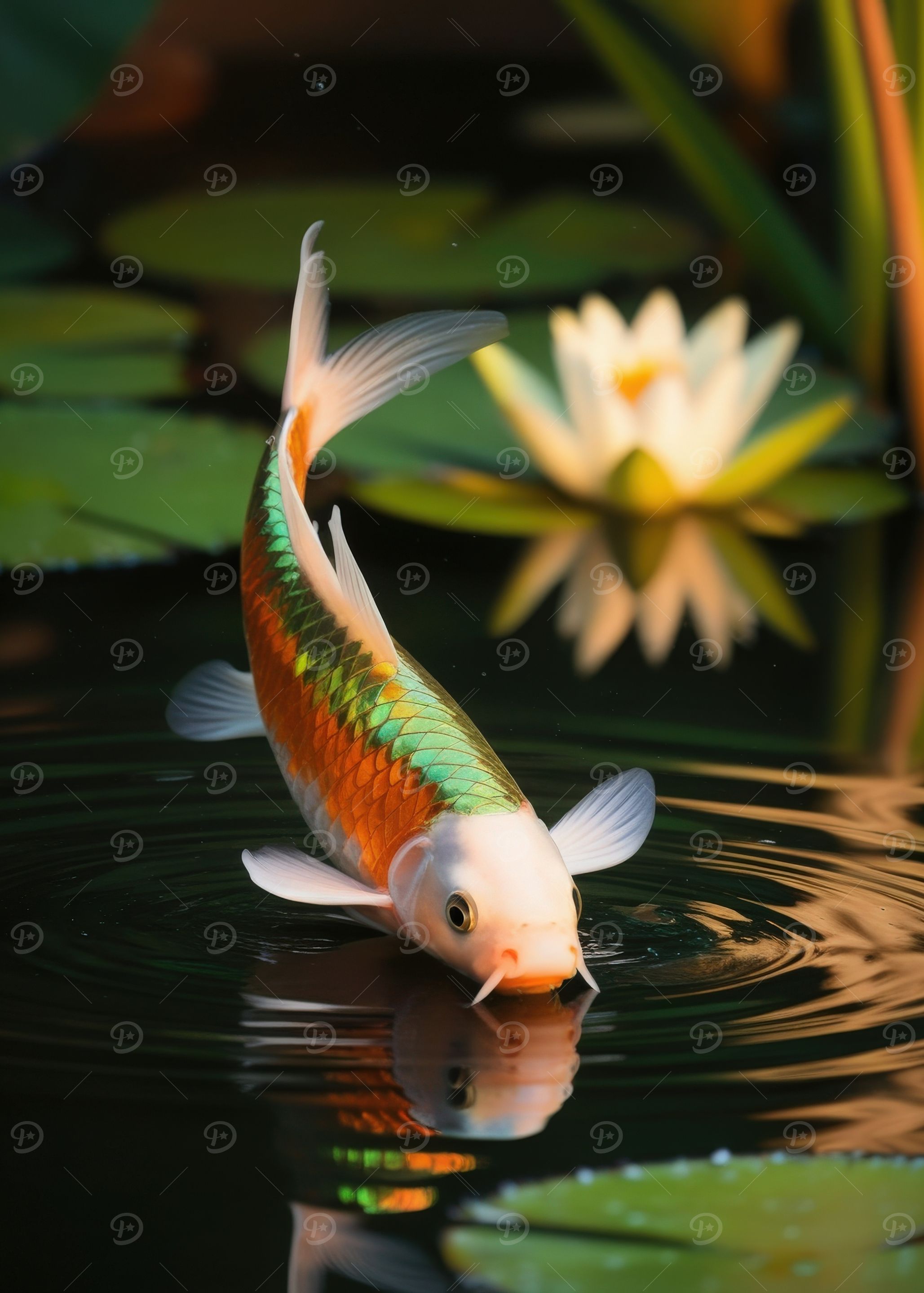 Koi Fish in Pond