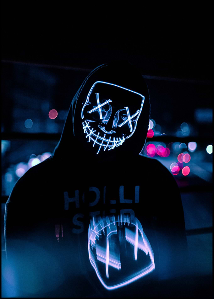 LED Mask in Dark Night Life