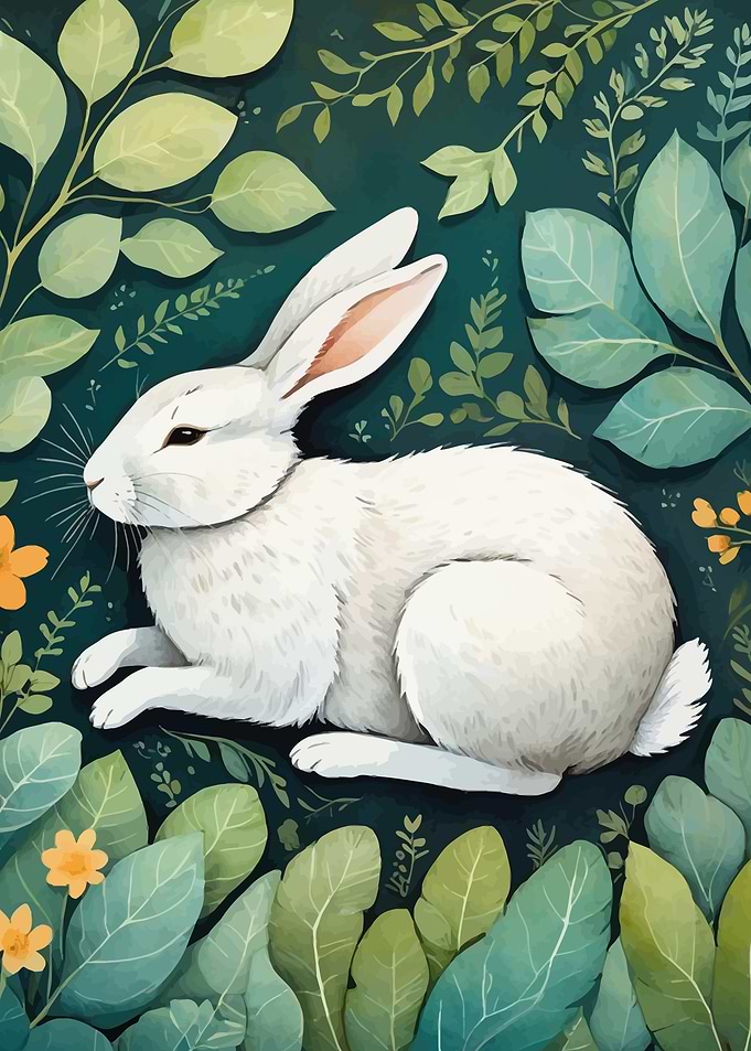 White Rabbit in Foliage
