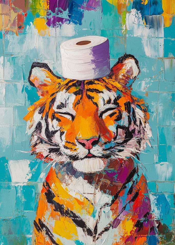 Tiger with Toilet Paper Hat