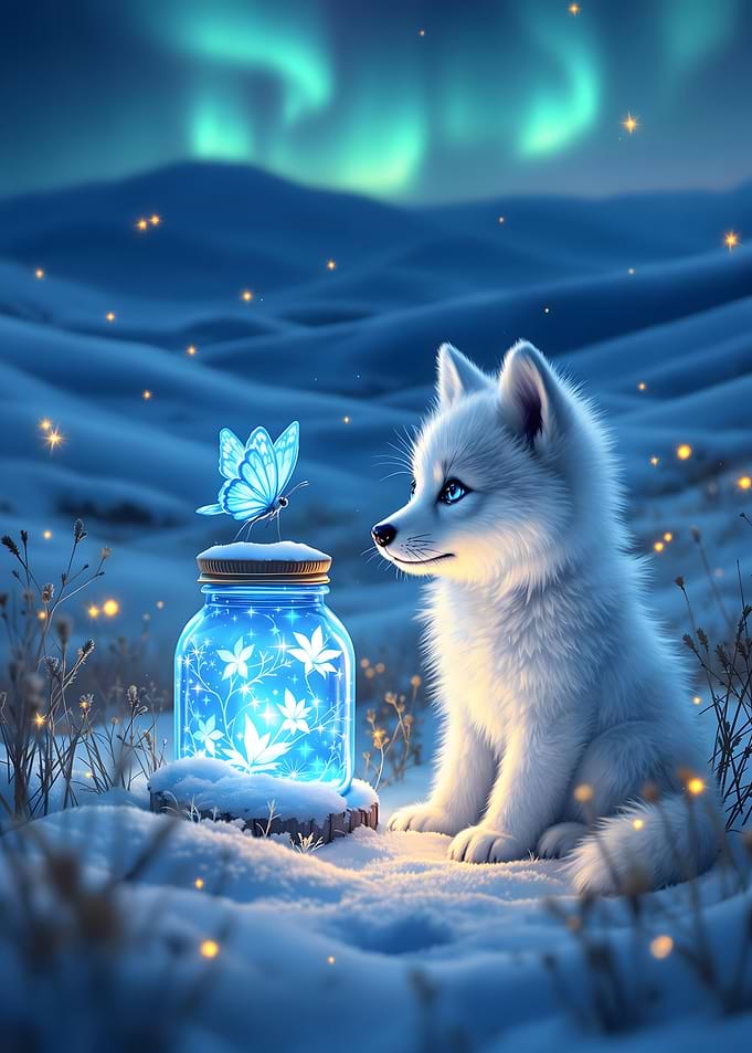 Arctic Fox and Firefly Jar