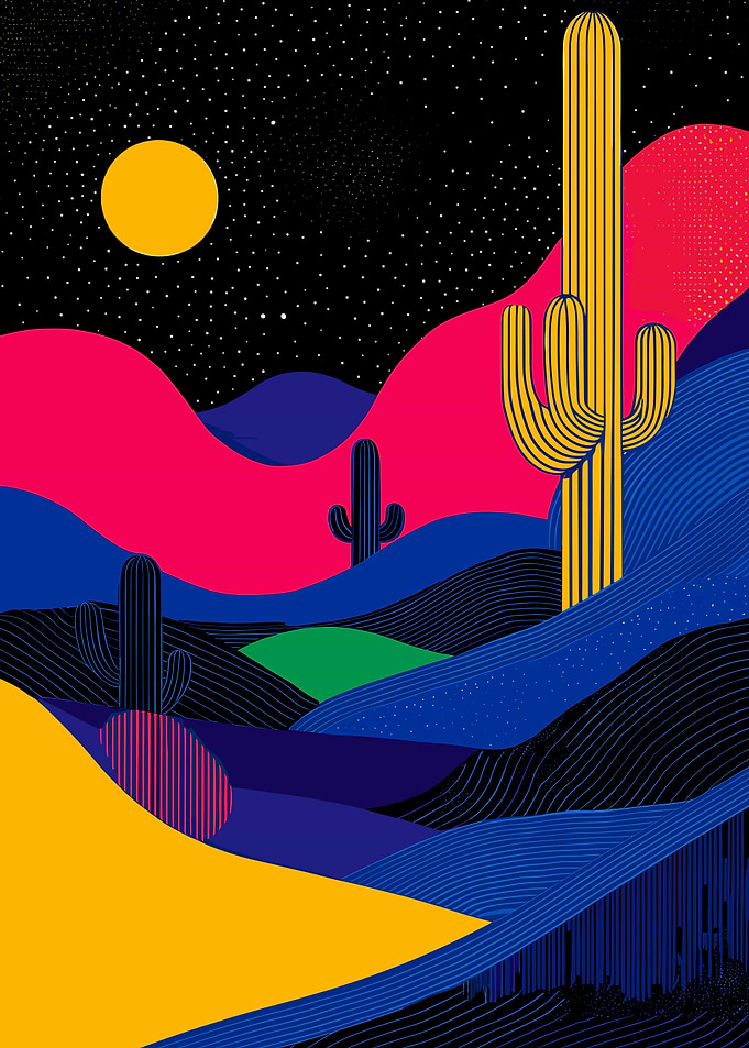 Desert Night Landscape