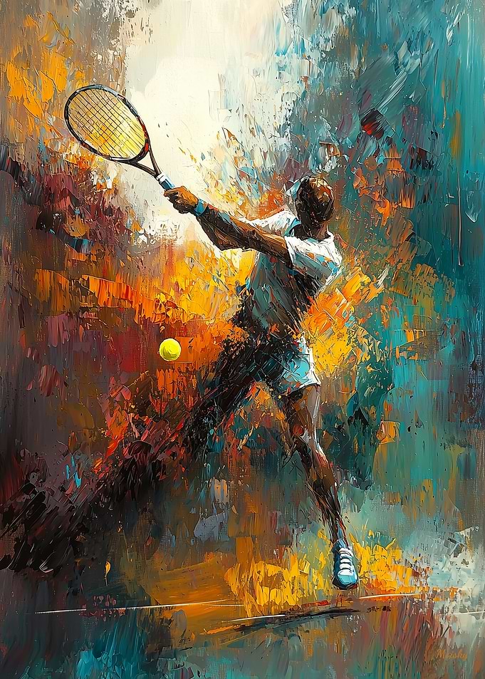 Tennis Player Action Abstract Painting