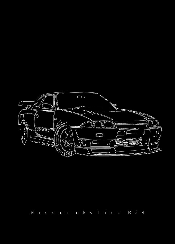 Nissan Skyline R34 Line Art