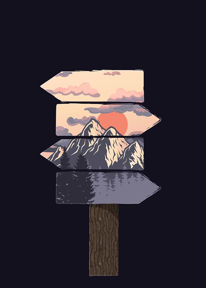 Mountain Landscape Signpost