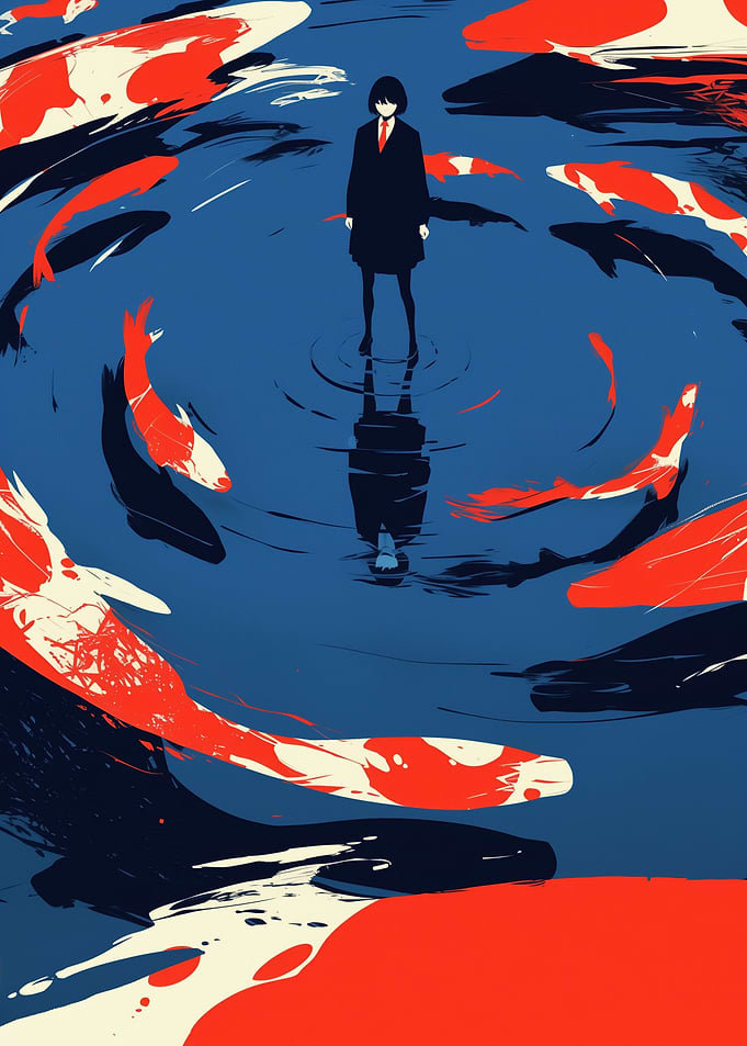Girl in Koi Pond