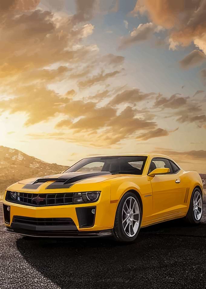Yellow Camaro Sunset
