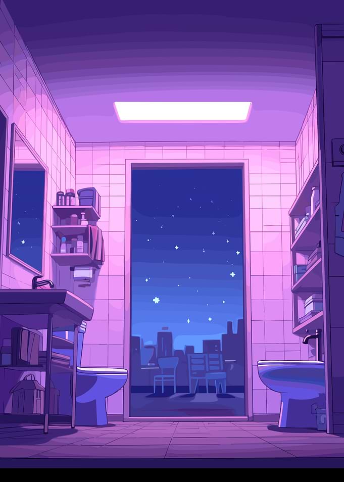Nighttime Bathroom View