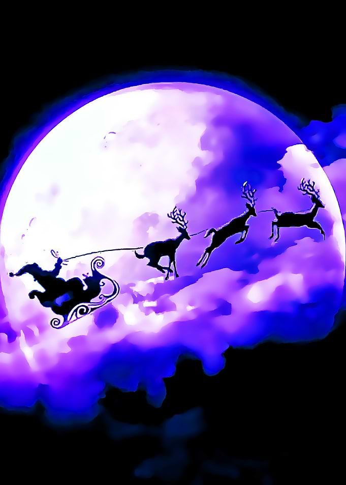 Santa's Sleigh Under the Moon