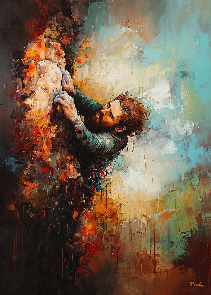 Rock Climber Art - Abstract Adventure Sports