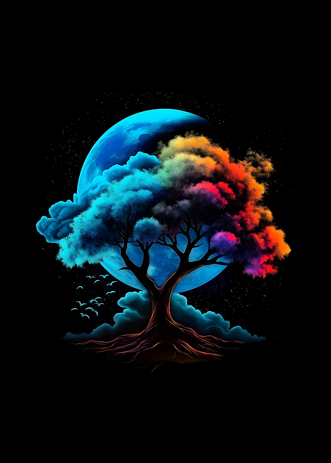 Rainbow Tree and Moon