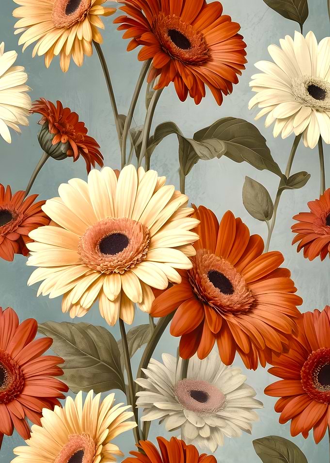 Orange and Cream Gerbera Daisies Floral