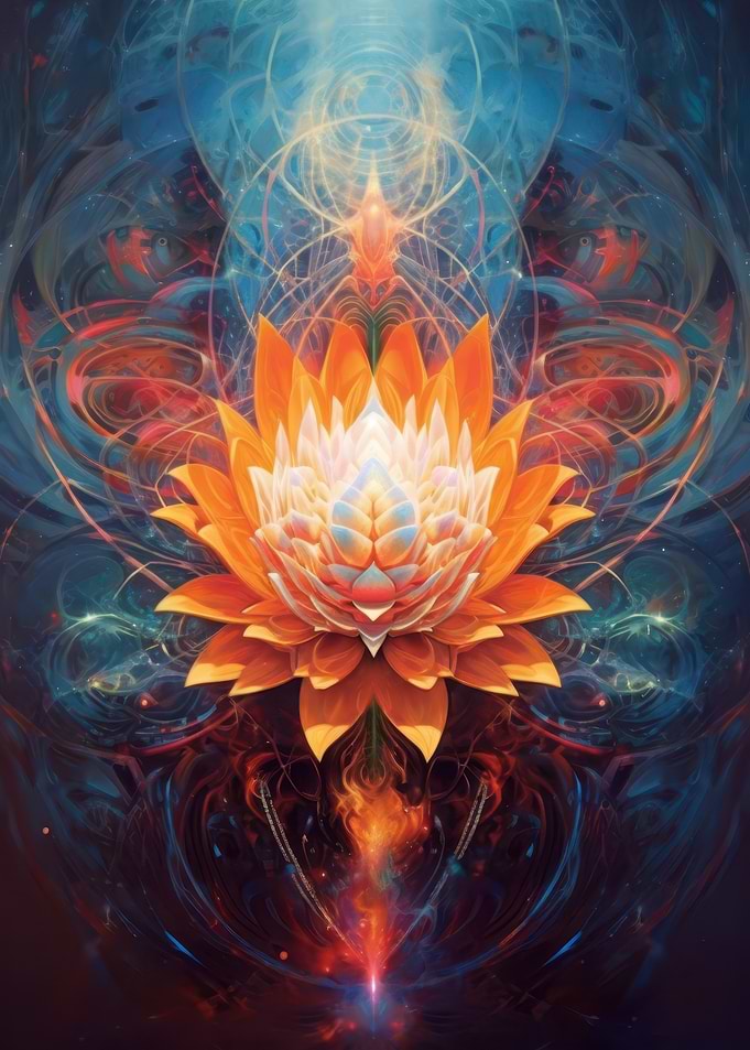 Orange Lotus in Cosmic Bloom