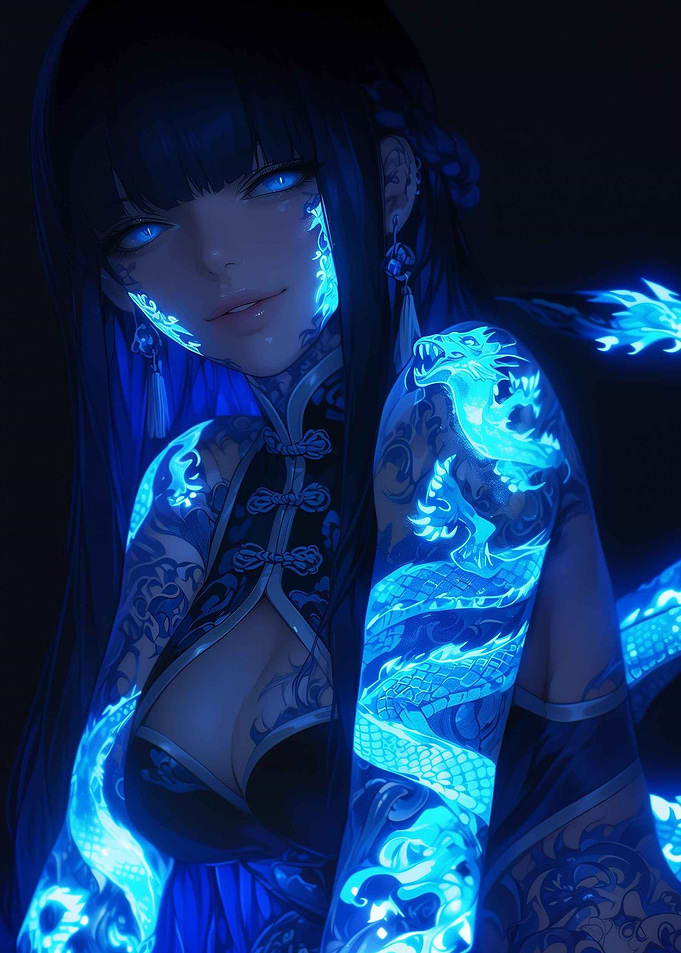 Blue Dragon Tattoo Anime Girl