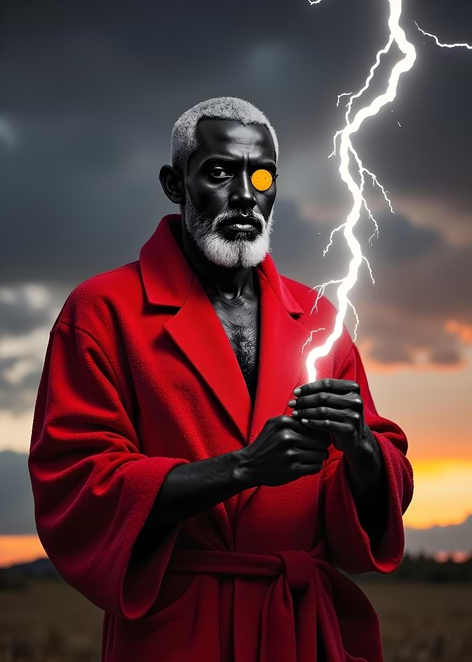 Black Man with Lightning
