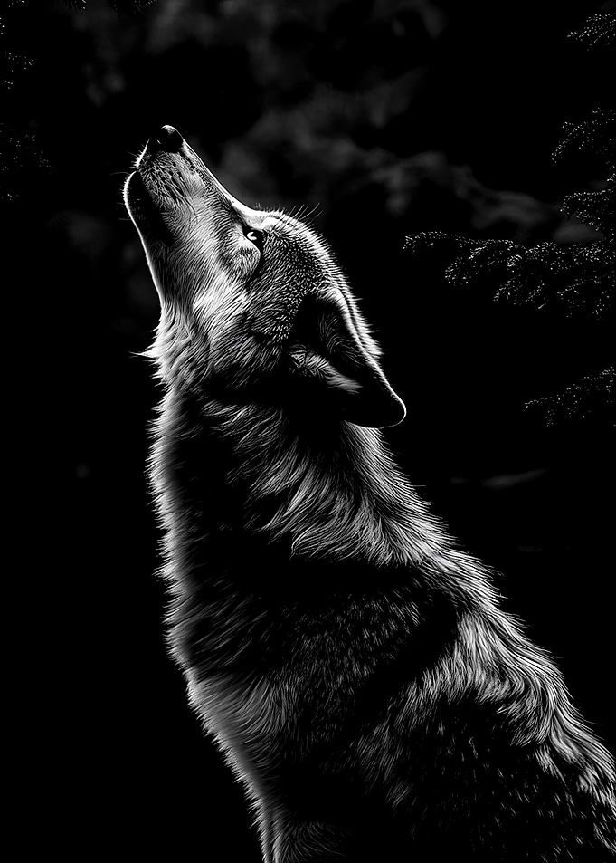 Wolf Howling at the Moon