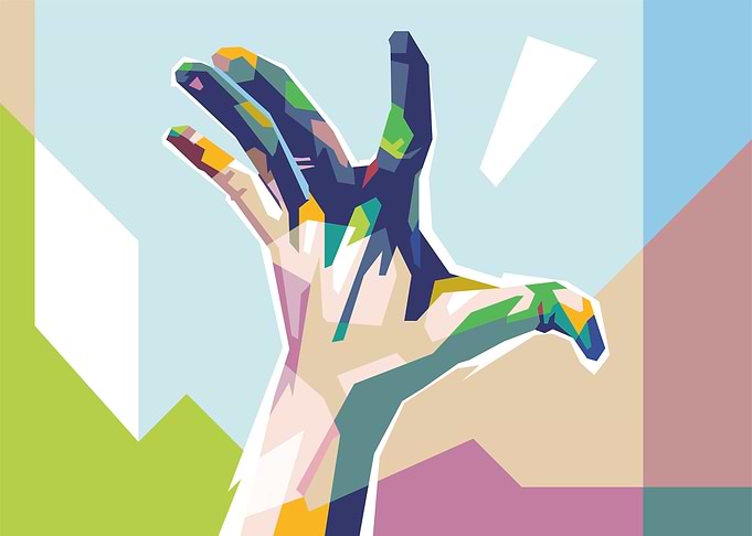 Colorful Hand Reaching Up