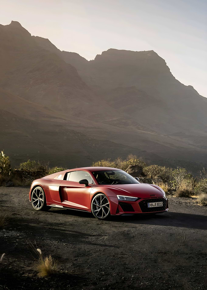 Red Audi R8 on Mountain Road