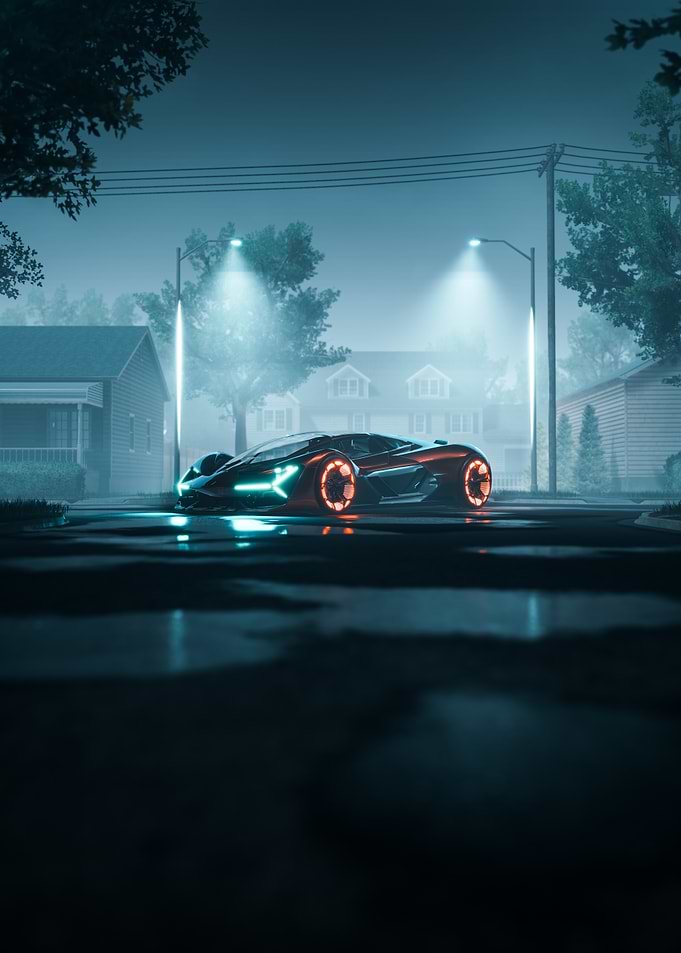 Futuristic Car in Fog