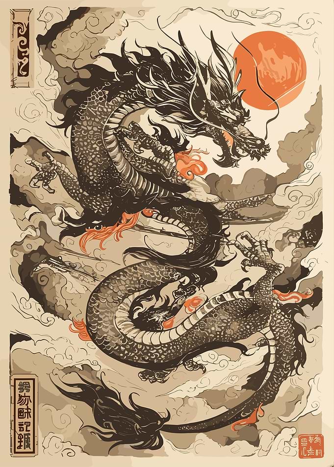 Japanese Dragon Art Print