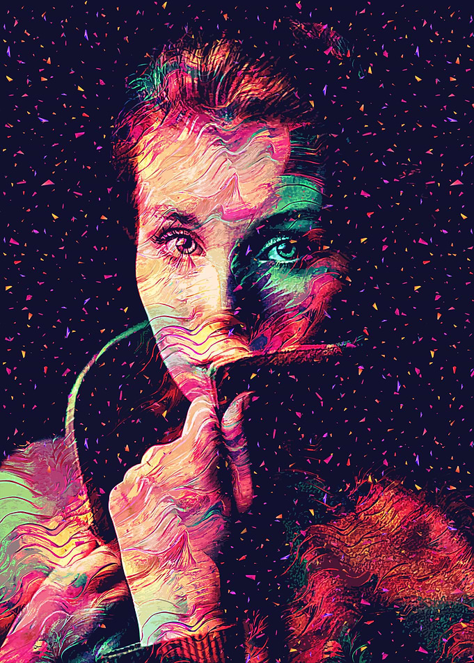 Abstract Portrait with Confetti