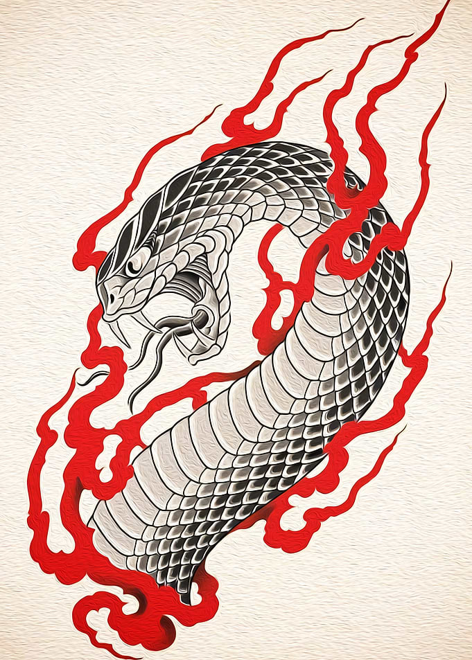 Japanese Snake Tattoo