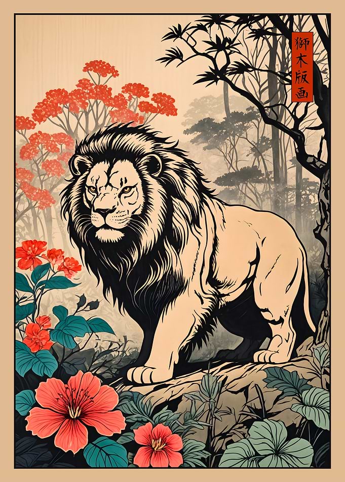 Lion in Japanese Style