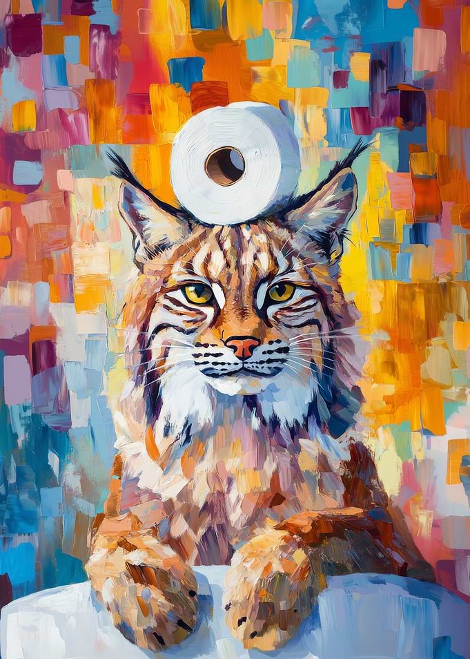Bobcat with Toilet Paper