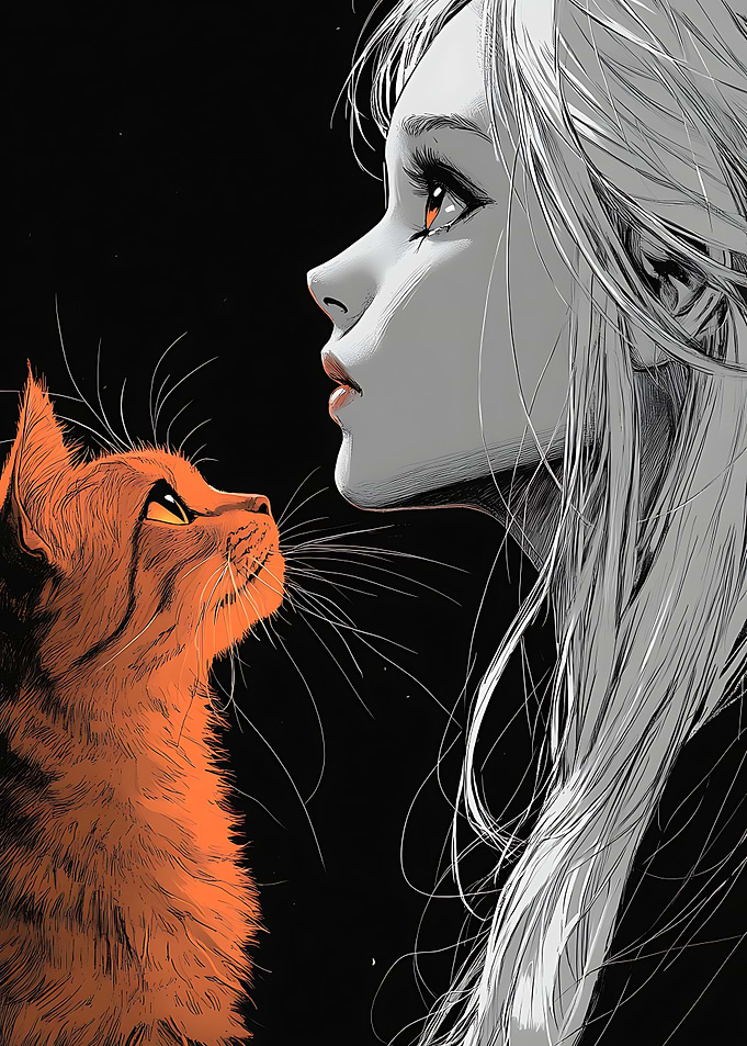 Girl and Cat Portrait : Eyes of Friendship