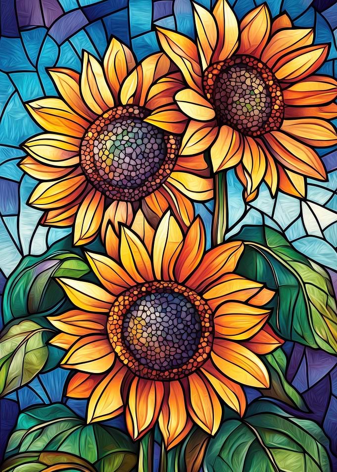 Stained Glass Sunflowers