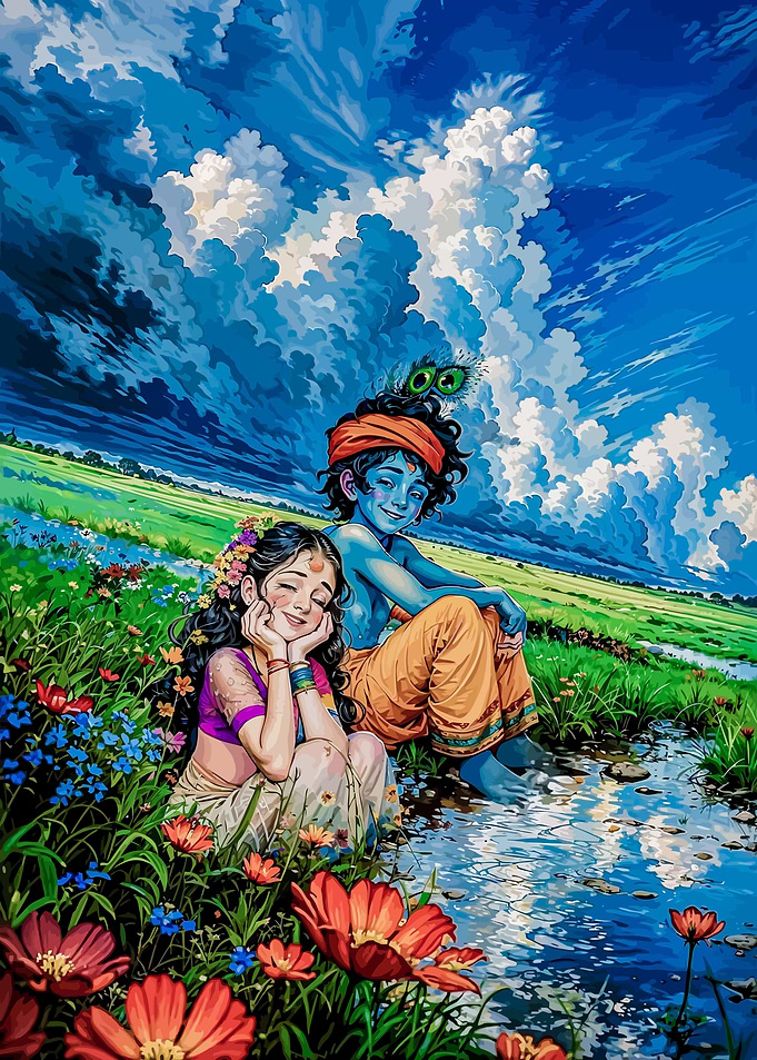 Krishna and Radha in a Field