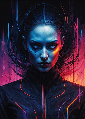 Neon Stare: Cybernetic Sentinel