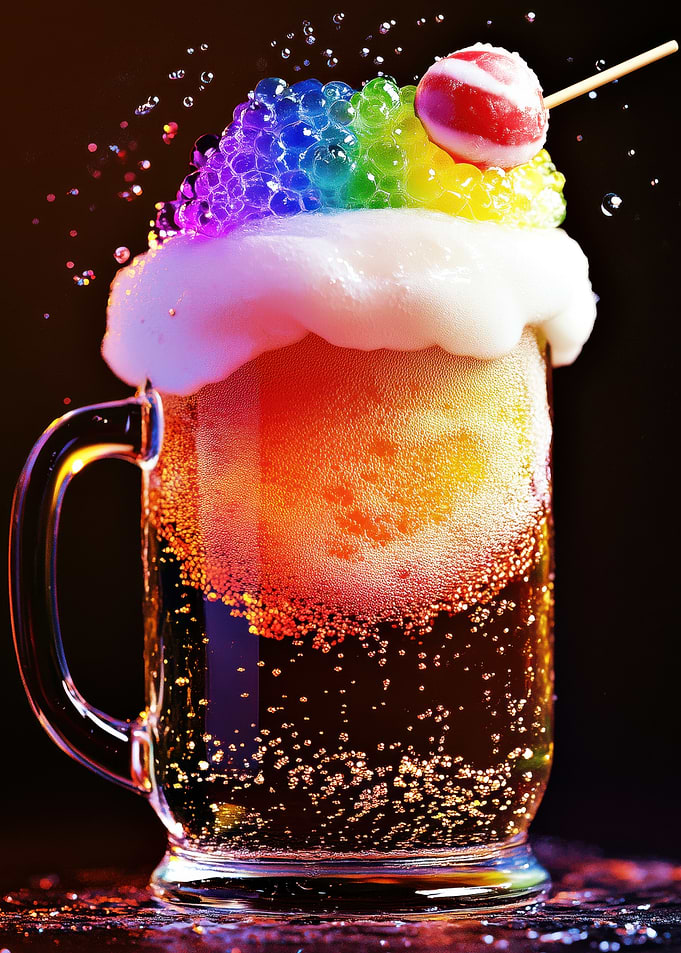 Rainbow Beer with Lollipop