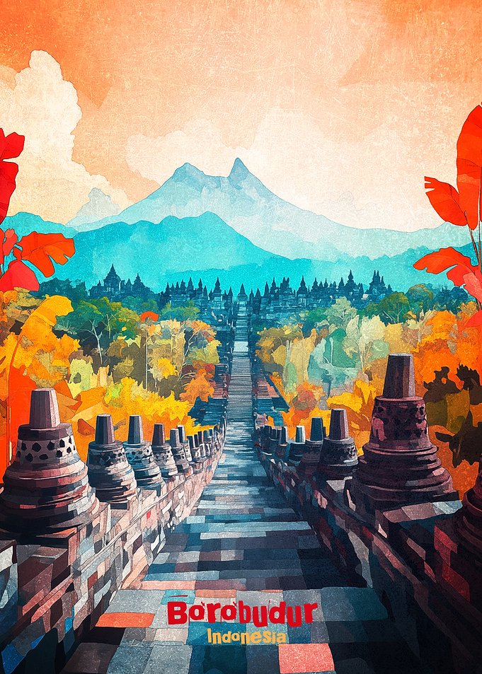 Borobudur Art Poster