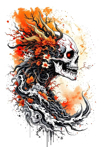 Skull with Floral Crown