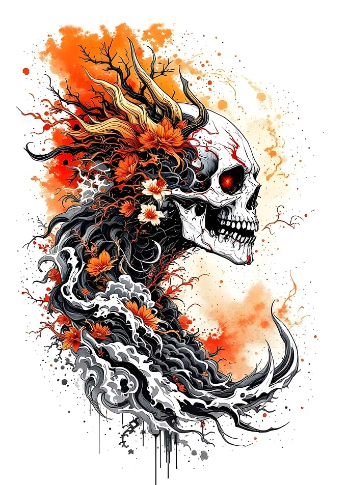 Skull with Floral Crown