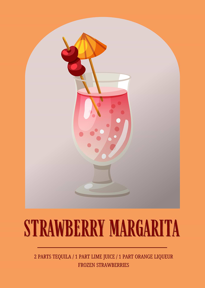 Strawberry Margarita Cocktail Recipe Poster