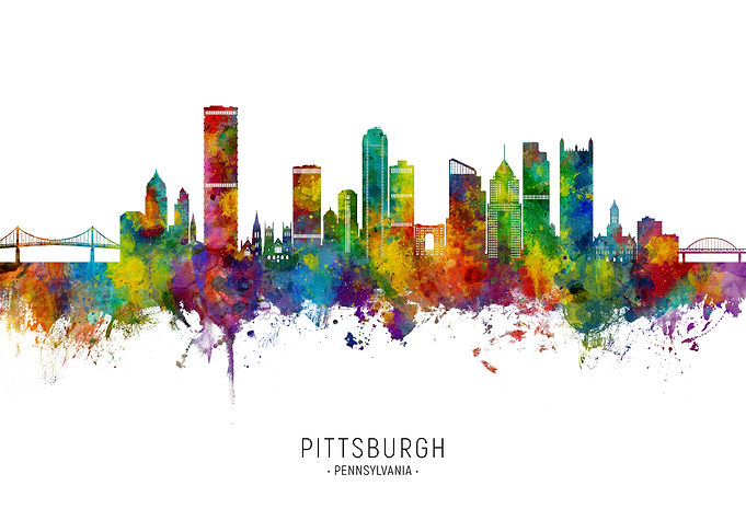 Pittsburgh Skyline Pennsylvania Watercolour