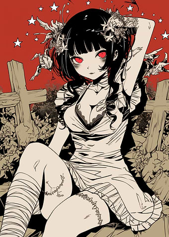 Zombie Girl in Graveyard