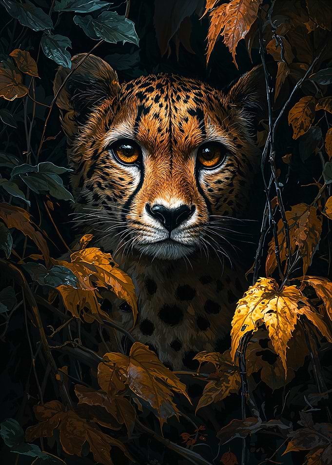 Cheetah in the Leaves