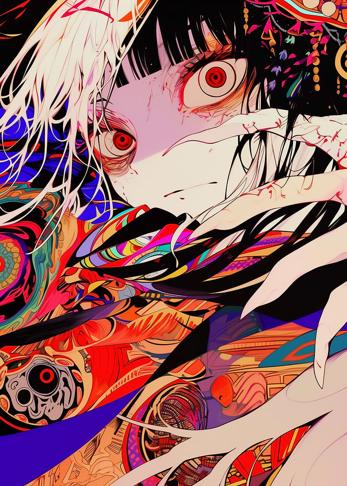 Anime Girl with Red Eyes