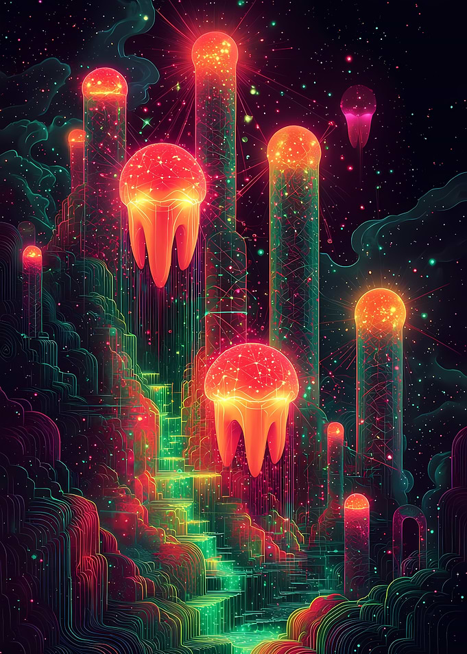 Neon Dripping Spheres
