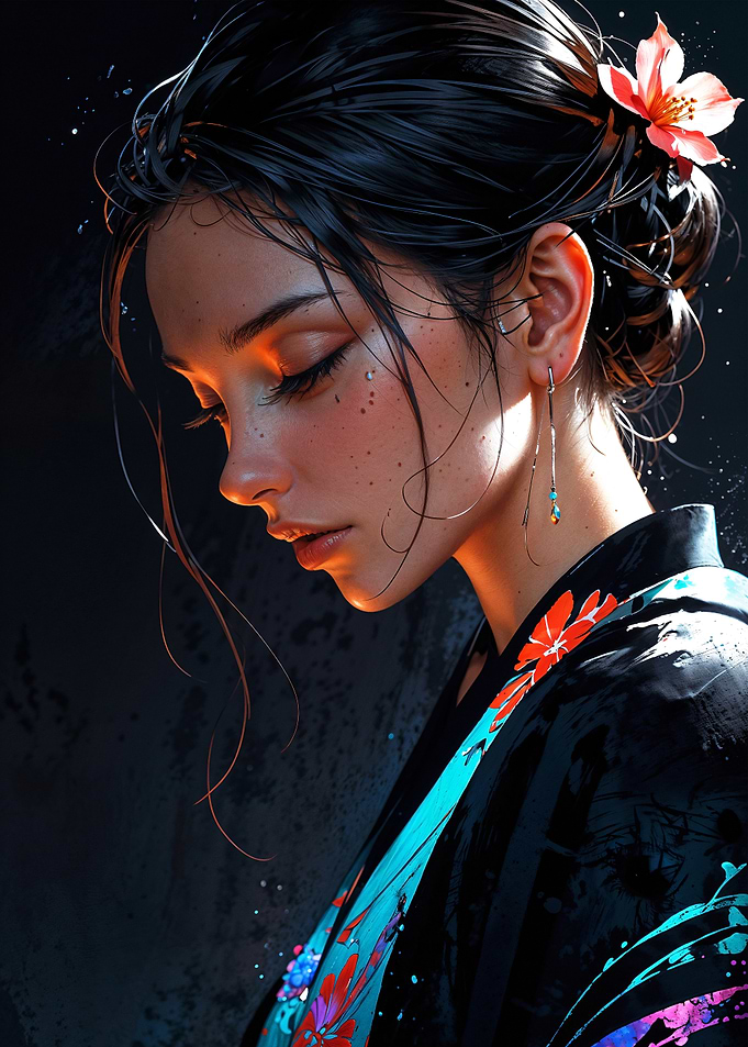 Serene Elegance: Portrait of a Woman in Floral Attire