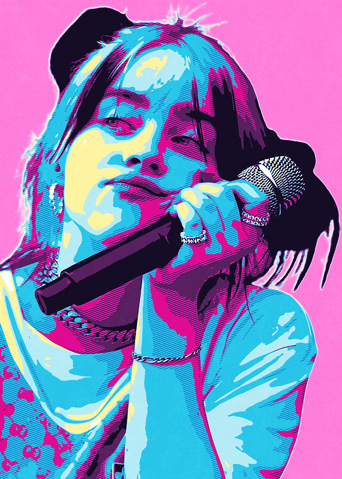 Billie Eilish Retro Art Portrait